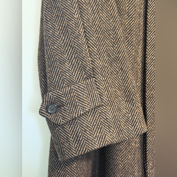 Lands’ End USA 100% Lambs Wool Herringbone Blazer 46R Brown Tweed Sport Coat - Picture 5 of 16